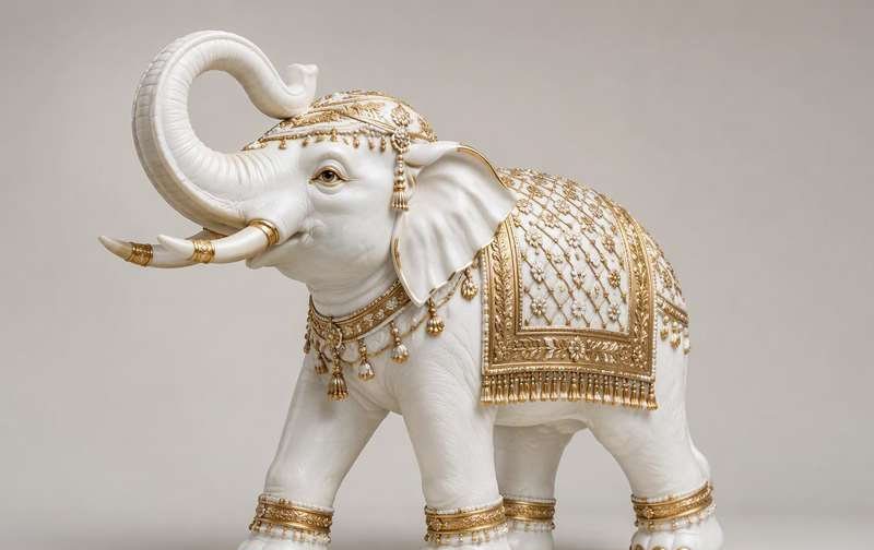Estatua Horton elefante mármol/dorado 68 cm