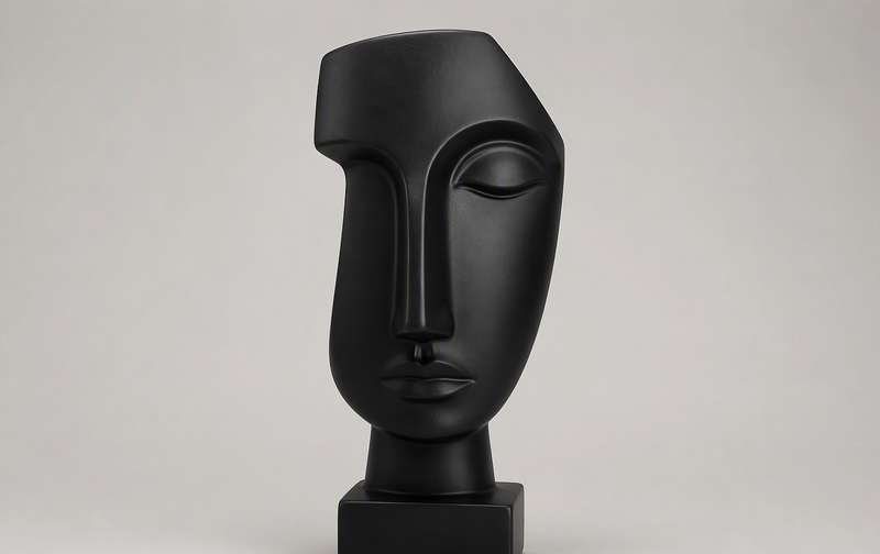 Estatua Face negro mate 38 cm